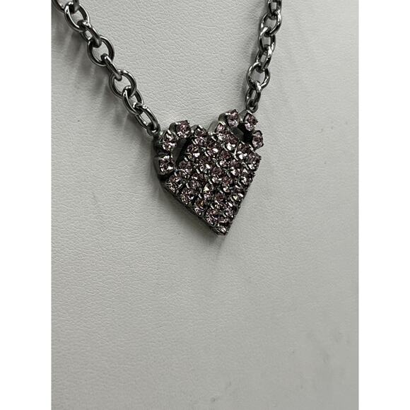 Sabika Retired Pink Heart Antique Silver Necklace - Picture 3 of 9